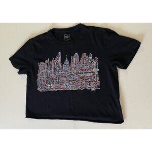 GAP Womens Cityscape Crop Top Size XS Unique‎ Artsy Stretchy Comfortable Basic